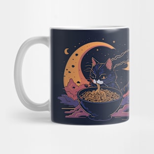 Cat eating ramen Mug